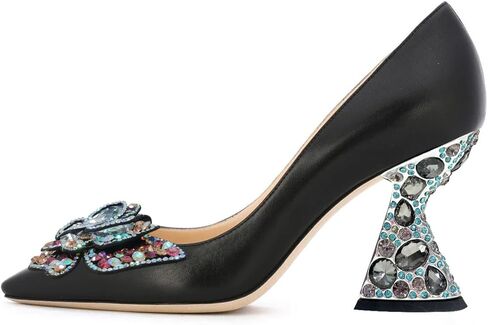YDN Women Butterfly Pumps Colorful Crystal High Heels Studded Slip On Closed Pointed Toe Dress Shoe Wedding Party Size 4-16 US in Saudi Arabia