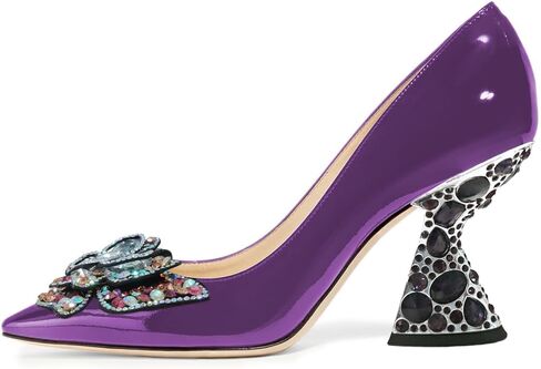 YDN Women Butterfly Pumps Colorful Crystal High Heels Studded Slip On Closed Pointed Toe Dress Shoe Wedding Party Size 4-16 US in Saudi Arabia