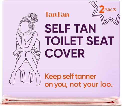 Tan Fan Self Tan Toilet Seat Cover - 100% Silky Stain-Resistant Poly - Protects Your Loo from Self Tanner Stains - Large Size, Fits All Toilets, Non-Slip, Reusable, Quick Wash + Dry (2 Pack Pink) in Kuwait