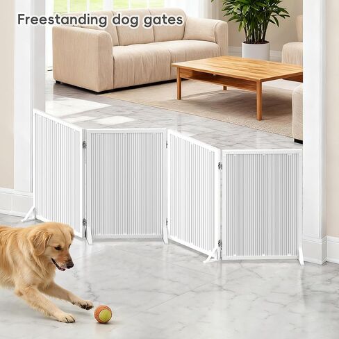 Short Dog Gate 15.7Inch High, Free Standing Dog Gates for Doorways, Pet Gate Indoor for Small Medium Dogs, Foldable Freestanding Puppy Gate for Stairs Kitchen 3 & 4 Panel in Saudi Arabia