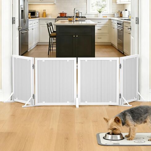 Short Dog Gate 15.7Inch High, Free Standing Dog Gates for Doorways, Pet Gate Indoor for Small Medium Dogs, Foldable Freestanding Puppy Gate for Stairs Kitchen 3 & 4 Panel in Saudi Arabia