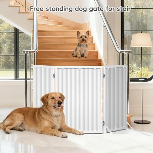 Short Dog Gate 15.7Inch High, Free Standing Dog Gates for Doorways, Pet Gate Indoor for Small Medium Dogs, Foldable Freestanding Puppy Gate for Stairs Kitchen 3 & 4 Panel in Saudi Arabia