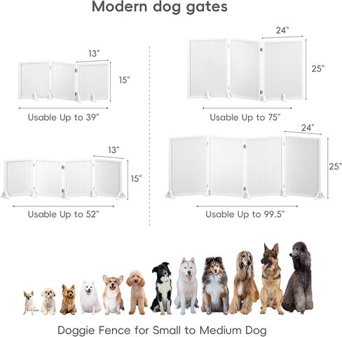 Short Dog Gate 15.7Inch High, Free Standing Dog Gates for Doorways, Pet Gate Indoor for Small Medium Dogs, Foldable Freestanding Puppy Gate for Stairs Kitchen 3 & 4 Panel in Saudi Arabia