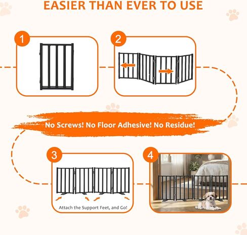 بوابة الكلب القصيرة Snagle Paw، بوابة معدنية قائمة بذاتها بطول 16.5 بوصة فقط للكلاب الصغيرة مع أقدام داعمة يمكن تجاوزها بسهولة، بوابة جرو واسعة تصل إلى 48 بوصة داخلية للسلالم والمداخل (أسود، 4 لوحات) in Kuwait
