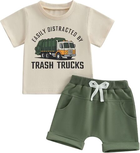 Kaipiclos Baby Boy Summer Outfit 12 18 24 Month 3T 4T 5T Boys Clothes Farm Truck Toddler Baby Tee Shirt Tops + Shorts Set in Saudi Arabia