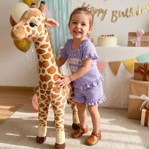 allshope Toddler Baby Girl Summer Outfit Daddy Girl Embroidery Ruffle T Shirt Tops Shorts Set Newborn Infant Waffle Clothes in Saudi Arabia