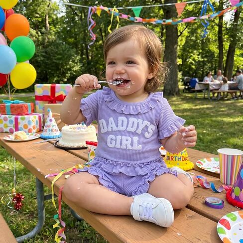 allshope Toddler Baby Girl Summer Outfit Daddy Girl Embroidery Ruffle T Shirt Tops Shorts Set Newborn Infant Waffle Clothes in Saudi Arabia