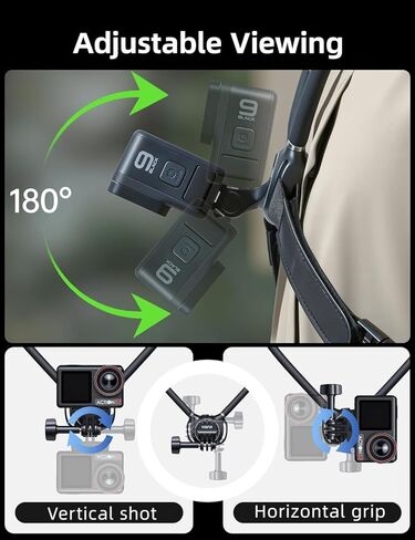 حامل رقبة لانو مع حزام للصدر، متوافق مع DJI Osmo Pocket 3 Nano Action 6/5/4/3، GoPro Hero 13/12/11/10/9/MAX، Insta 360 X5/X4/Ace Pro 2، حامل قلادة لكاميرا الحركة مع محول 1/4 بوصة in Kuwait