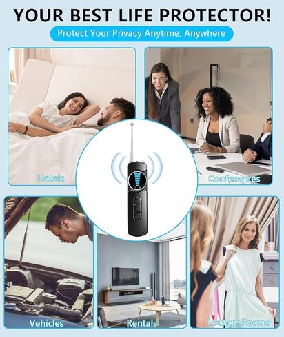 Upgraded Hidden Camera Detector - AI-Powered Anti-Spy Device, GPS Tracker & Bug Detector, Portable RF Signal Scanner for Hotels, Travel in Kuwait
