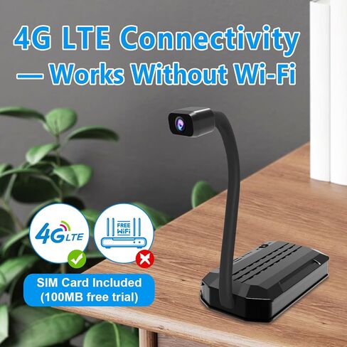 كاميرا أمان لاسلكية 2026 Mini Goose-Neck 4G LTE، تم إدخال بطاقة SIM، 4KHD مع تسجيل فيديو مباشر، عمر بطارية طويل 60 يومًا، حامل مغناطيسي، لا حاجة لكاميرا WiFi مع رؤية ليلية ملونة بالذكاء الاصطناعي in Kuwait