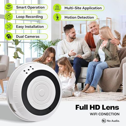 1080P HD Hidden Camera, Dual-Lens WiFi Security Camera with Motion Detection, Night Vision, Loop Recording for Home Office Surveillance (1 PCS) in Saudi Arabia