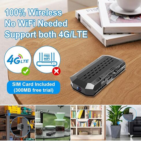 4G LTE Cellular Wireless Camera,SIM Inserted,4KHD with Video Recording Live Feed,3000mAh Larger Battery Capacity,No WiFi Camera with 160° Wide-Angle View,Night Vision,Motion Detection,AOV Low-Power in Kuwait