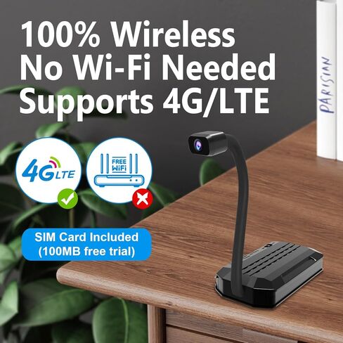 كاميرا أمان لاسلكية خلوية 2026 Goose-Neck 4G LTE، تم إدخال بطاقة SIM، 4KHD مع تسجيل فيديو مباشر، عمر بطارية طويل 60 يومًا، حامل مغناطيسي، زاوية واسعة 170 درجة، لا حاجة لكاميرا WiFi للاستخدام الخارجي in Kuwait