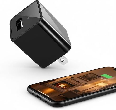 كاميرا التوصيل، كاميرا WiFi 1080P FHD، كاميرا أمان شاحن USB مع كشف الحركة، عرض عن بعد، تسجيل محلي، بدون صوت in Kuwait