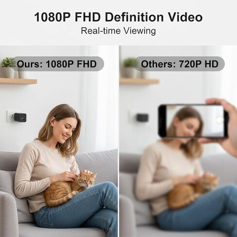 كاميرا التوصيل، كاميرا WiFi 1080P FHD، كاميرا أمان شاحن USB مع كشف الحركة، عرض عن بعد، تسجيل محلي، بدون صوت in Kuwait