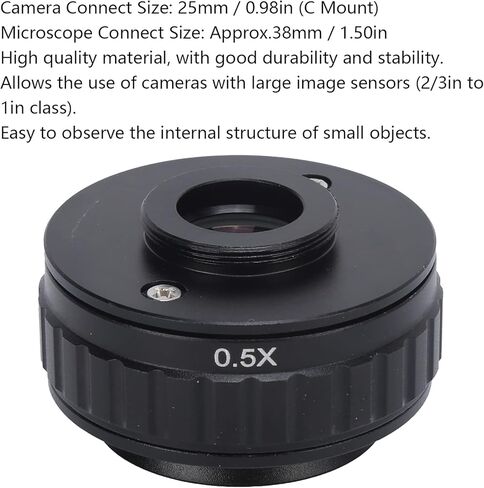 0.5X 38mm Adapter Lens, C Mount Microscope Adapter with Wrench, Trinocular Stereo Microscope Tube for Digital Camera Focusing T490 Series Microscopes in Kuwait