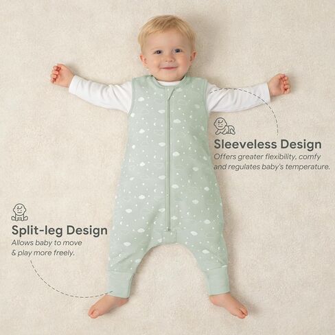 100% Organic Cotton Toddler Sleep Sacks 3 Pack with Feet Foldable Footies 12-24 Months Early Walker Baby Sleeping Sack Bag with Legs Footed Wearable Blanket Sleeveless 2-Way Zipper for Boys Girls in Saudi Arabia