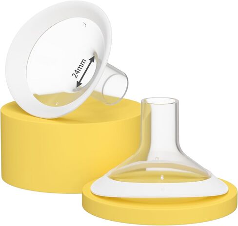 2 Pack 18mm Oval Flanges with Soft Flexible Rim and 105° Wide Angle, Breast Pump Shields Flanges for Medela Pump in Style, Symphony, Freestyle, Sonata, Maxflow and Lansinoh Signature Pro Breast Pumps in Kuwait