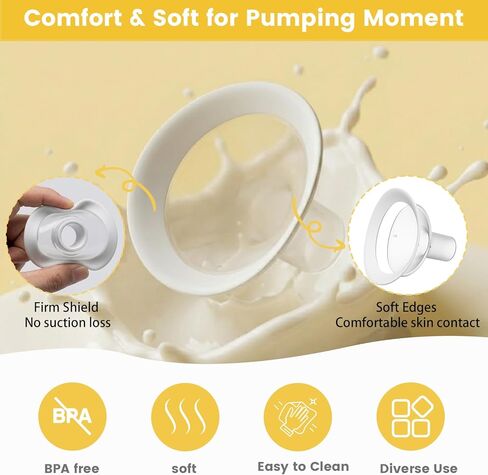 2 Pack 18mm Oval Flanges with Soft Flexible Rim and 105° Wide Angle, Breast Pump Shields Flanges for Medela Pump in Style, Symphony, Freestyle, Sonata, Maxflow and Lansinoh Signature Pro Breast Pumps in Kuwait