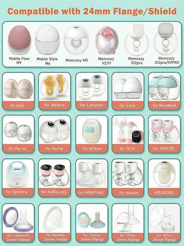 Breast Pump Flange Inserts 6PCS Wide Mouth 17mm, Liquid Silicone Flange Insert for 24mm Shields, Soft Comfort Pumping Inserts Compatible with Momcozy Spectra Medela Elvie Eufy, with Storage Case in Saudi Arabia