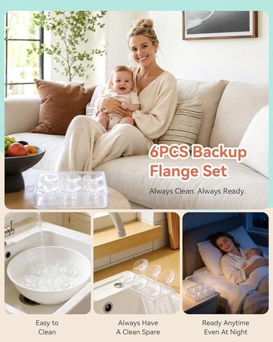 Breast Pump Flange Inserts 6PCS Wide Mouth 17mm, Liquid Silicone Flange Insert for 24mm Shields, Soft Comfort Pumping Inserts Compatible with Momcozy Spectra Medela Elvie Eufy, with Storage Case in Saudi Arabia