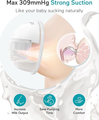 Paruu Hands Free Breast Pump P16, Wearable Breast Pump Electirc Portable with 4 Modes & 12 Levels, Max 309mmHg Strong Suction 19/21/24mm Flange Inserts Wearable Breastfeeding Pump, 2 Pack in Kuwait