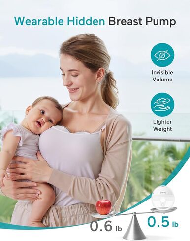 Paruu Hands Free Breast Pump P16, Wearable Breast Pump Electirc Portable with 4 Modes & 12 Levels, Max 309mmHg Strong Suction 19/21/24mm Flange Inserts Wearable Breastfeeding Pump, 2 Pack in Kuwait