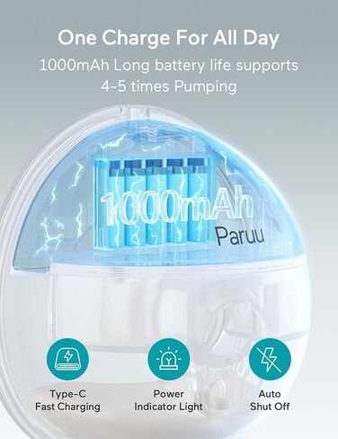 Paruu Hands Free Breast Pump P16, Wearable Breast Pump Electirc Portable with 4 Modes & 12 Levels, Max 309mmHg Strong Suction 19/21/24mm Flange Inserts Wearable Breastfeeding Pump, 2 Pack in Kuwait