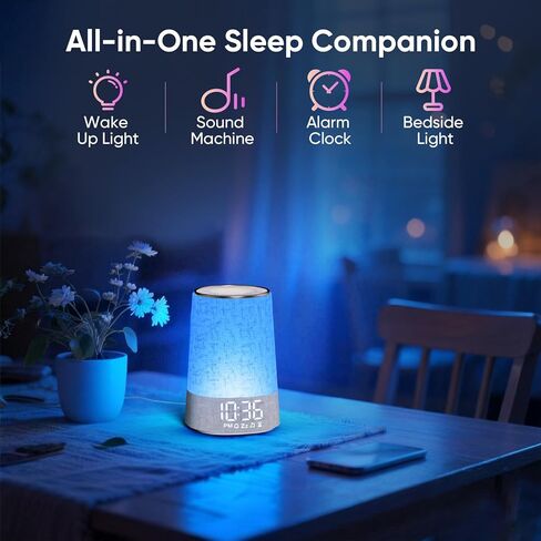 AFEXOA Sunrise Alarm Clock with 30 Soothing Sounds, White Noise Machine with Alarm Clock & Wake Up Light, Dimmable Display, Night Light for Bedroom, Heavy Sleepers, Adults & Kids in Kuwait