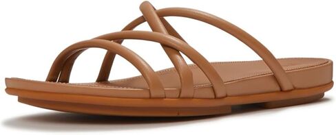 FitFlop Women's GRACIE Leather Strappy Slides - Elegant Summer Flat Sandals with Dynamicush Cushioning & Arch Support Comfort in Kuwait