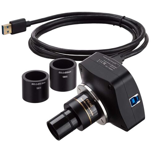 كاميرا مجهر AmScope 5MP ذات مصراع عالمي وإضاءة منخفضة USB3.0 C-mount مع شريحة معايرة in Kuwait