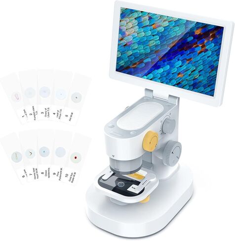 مجهر رقمي بيولوجي T1 مع شاشة لمس IPS مقاس 9 بوصات، وعدسات بصرية 1600X، مجهر STEM للأطفال، متوافق مع Windows/Mac in Kuwait
