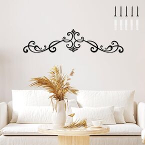 ShxTrade Black Wall Art Metal Retro Pattern Metal Wall Decoration 4-piece Set Combination, Metal Wall Art, Door Hanger, Living Room, Office, Indoor and Outdoor Decoration (A（S）)