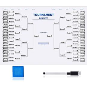 Pasimy Tournament Bracket Poster Set includes 24 x 36 Inch Reusable Dry Erase Bracket Poster with Marker Pen Cloth Eraser for School Classroom Office Home Student Teacher Gift Favors (32 Team)