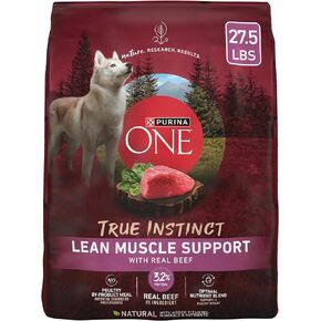 Purina ONE True Instinct Lean Muscle Support with Real Beef Natural with Added Vitamins, Minerals and Nutrients High Protein Dog Food - 27.5 lb. Bag