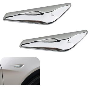 2 PCS Car Fender Side Panel Bright Strips, ABS Polished Glossy Plate Decoration, Front Fender Cover for Left Right Side Replacement 51117338569 51117338570, Compatible with BMW X3 X4 (Silver)