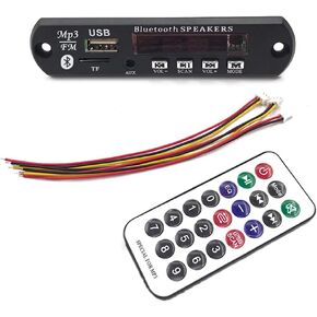 HiLetgo 12V MP3 WMA Audio Bluetooth Decoding Board w/SD Card Slot/USB/FM/Remote Decoding Module for Car with LCD Display and Remote Controller