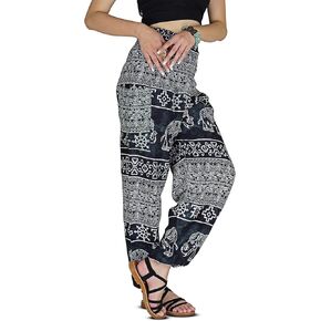 Women Harem Pant Boho Genie Aladdin Smocked Waist Yoga Trousers