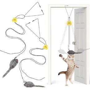 2PCS Interactive Cat Toys for Bored Indoor Adult Cats, Door Hanging Cat Toy, Home Alone Cat Toys Self Play, Cat Door Toy with Mouse Teaser Toy, Cat Exercise Stimulation Kitten Toys
