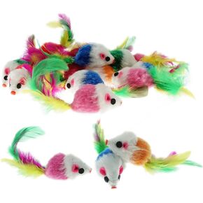 ألعاب الفئران ذات الفراء من ذيول الريش، ألعاب الفأر للقطط، ألعاب الحيوانات الأليفة الصغيرة المضحكة، 20 قطعة in Kuwait
