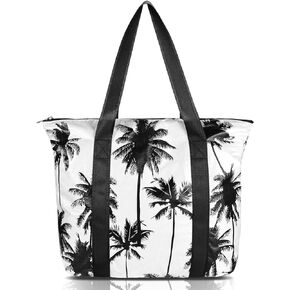 Hawaiian Vibes Large Beach Tote Bag Local Designer Creation Waterproof Lightweight with Expandable Top Zipper Closure (Coconut Palm) in Saudi Arabia