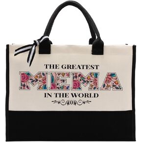 Mema Gift for Mother's Day, Canvas Tote Bag for Gifting, Mema Cotton Canvas Tote Bag, Shoulder Beach Bag, Novelty Present for Mema, Mema Canvas Bag Gift, The Greatest Mema In the World
