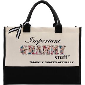 Important Grammy Stuff Bag, Canvas Tote Bag for Gifting, Grammy Gift Utility Tote, Shoulder Beach Bag Gift, Women Cotton Canvas Handbags, Grammy Birthday Gift, Mother's Day for Her Mom Grammy Grandma