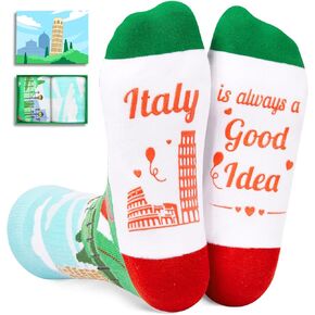 HAPPYPOP Funny Italy Gifts Italian Gifts Travel Traveler Gifts for Men Women, Travel Italian Italy Socks