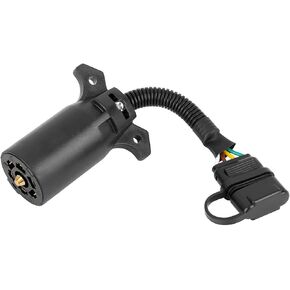 X AUTOHAUX 7 Way Round Blade to 4 Way Pin RV Flat Trailer Coiled Wiring Harness Connector Plug Wiring Adapter