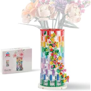 HI-REEKE Vase Building Set for Flowers Bouquet 10280 10313, Transparent Vase Flower Display Stand Building Block Kit for Women Adult