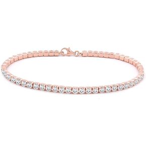 سوار تنس من الفضة الإسترليني 3 مم مكعب أبيض مكعب زركونيا مطلي بالروديوم والذهب، 7.5 بوصة in Kuwait