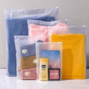 Frosted Plastic Zipper Packaging bags, Multi Sizes Clear Resealable Poly Apparel Merchandise Zip Punches with Vent Hole for Organizing Shipping Shoes Sweater Clothes T-Shirt Jeans