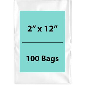 Multiple Sizes Clear Flat Poly Bags - 2"x6" & (100 Bags) 2Mil Flat Open Top Plastic Packaging Packing | Flexible and Durable Plastic Bags | Low-Density Polyethylene (LDPE)
