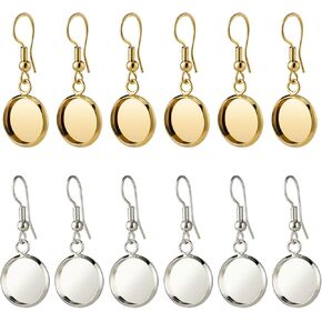 60 قطعة 12 مللي متر القرط سلك السنانير جولة شقة فارغة الحافة صينية 18 كيلو مطلية بالذهب والفضة مطلي كابوشون إعدادات DIY بها بنفسك صنع المجوهرات in Kuwait